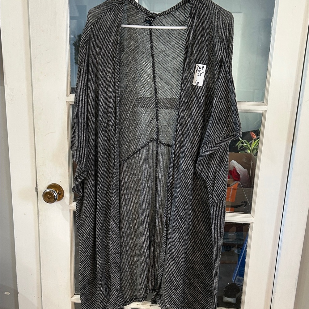 764.   Black and White Striped Kimono Cardigan